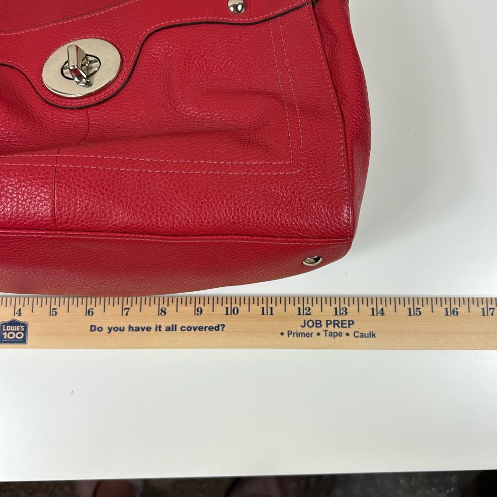 Coach Penelope Red Pebble Leather Shoulder Bag - Picture 13 of 14